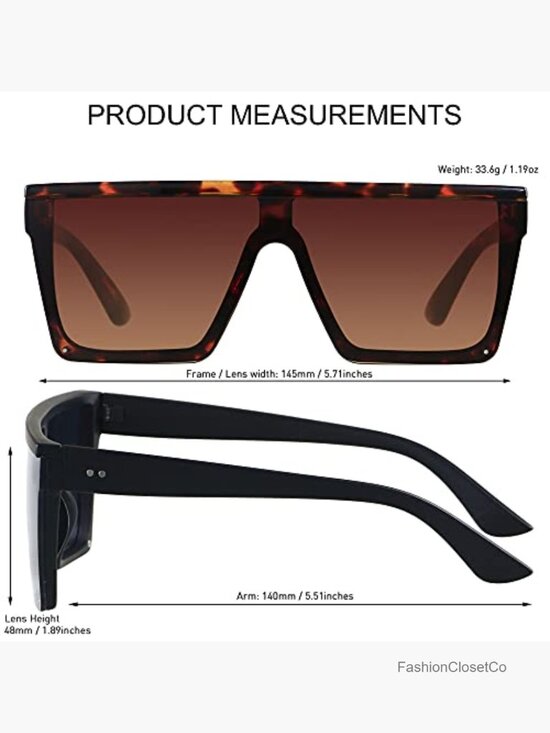 Oversized Square Sunglasses Flat Top Shield Large UV Protection Rimless Shades main image 7